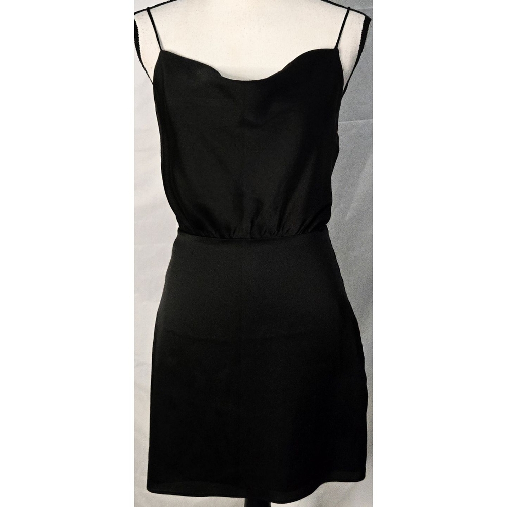 Cotton Candy LA Black Satin Mini Dress Party Cowl Neck Sleeveless Slip